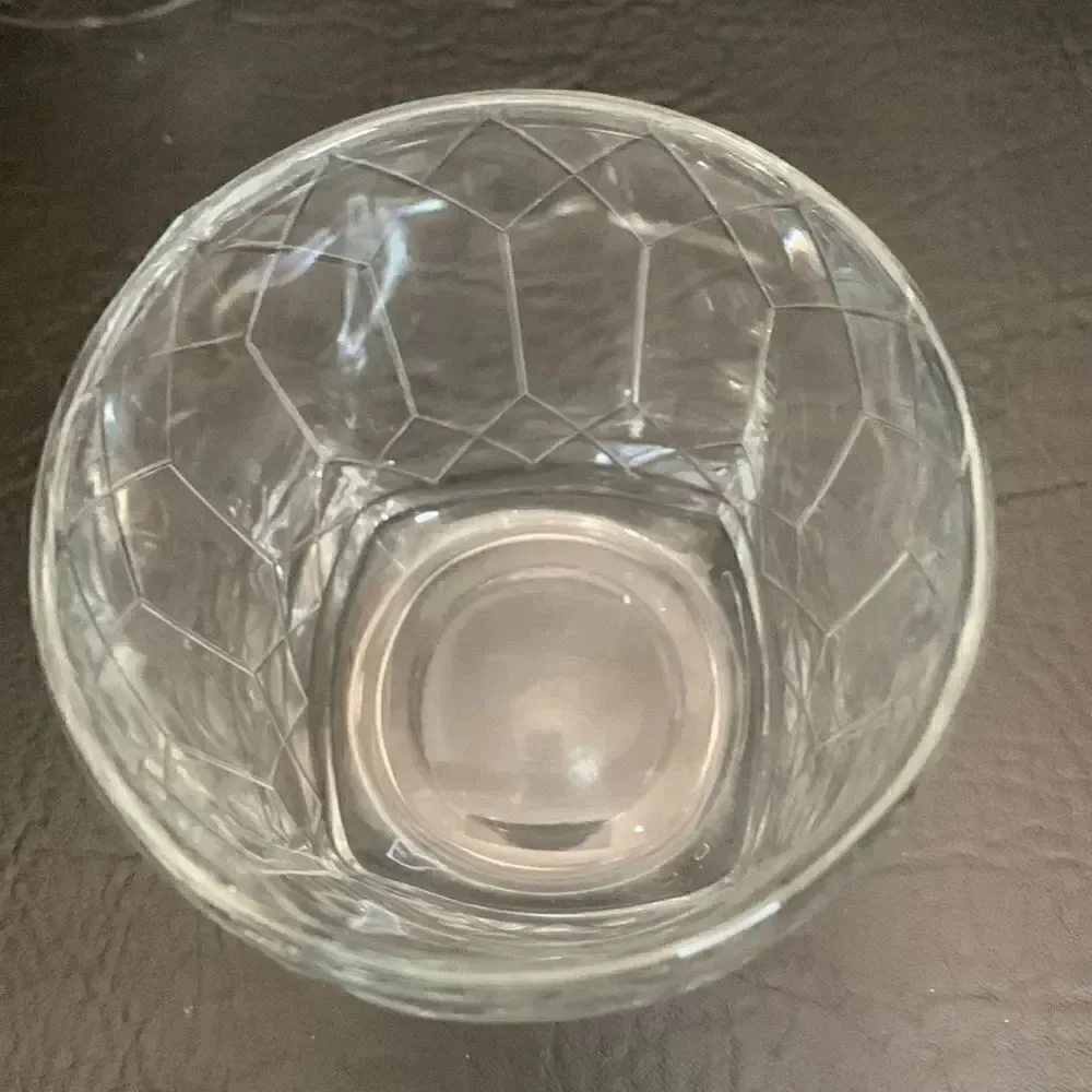 Crown Royal Whiskey 2 Glasses Embossed Stamped Diamond Cut Rocks Bar Cocktail